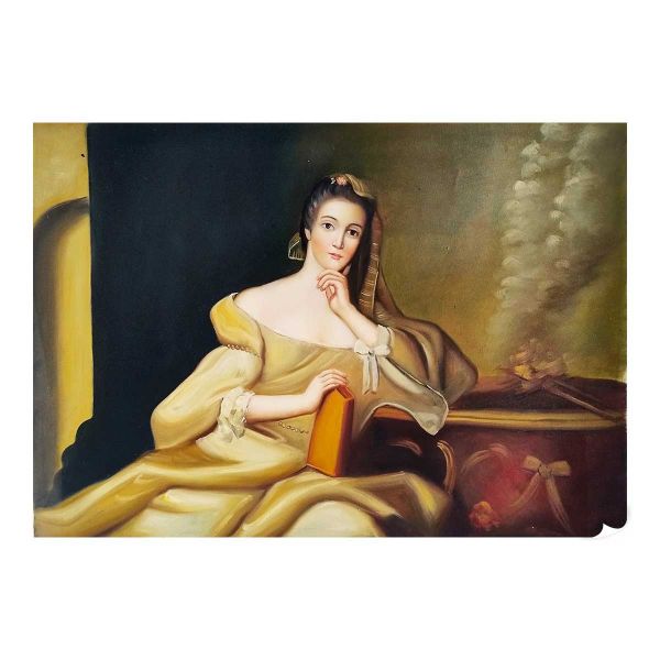 Oil Painting on Canvas 70x50 cm 18th Century Lady Made in Italy