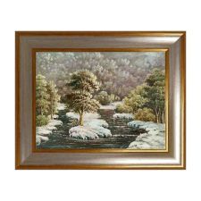 Olie op Ambachtelijk Bord 30x40 cm Winterrivier Made in Italy