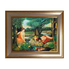 Oil painting on Table Narcissus at the Fountain Mythology 30x40 cm Made in Italy