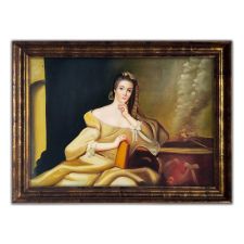 Oil Painting on Canvas 70x50 cm 18th Century Lady with Frame or Stretcher Made in Italy