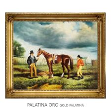 Hand-Painted Oil on Canvas Frame 50x60 cm Horse and Knights Made in Italy