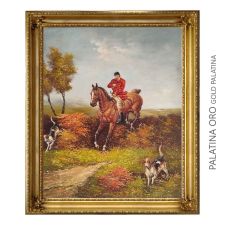Handgeschilderd Olieschilderij op Doek 50x60 cm Jacht met Hounds Made in Italy