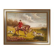 Hand-Painted Oil Painting on Canvas Frame 70x50 cm Red Coats Made in Italy