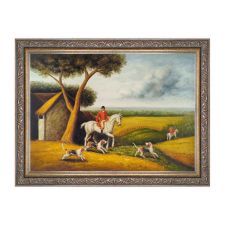 Hand-Painted Oil Painting on Canvas Frame 70x50 cm Gray Horse Made in Italy