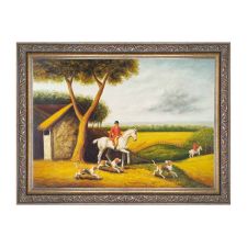 Hand-Painted Oil Painting on Canvas Frame 70x50 cm White Horse Made in Italy
