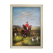 Hand-Painted Oil Painting on Canvas Frame 50x70 cm Hunter Gallop Made in Italy