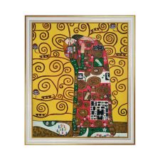 Hand-Painted Frame 50x60 cm Tribute The Kiss Klimt B3 Made in Italy