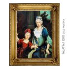 Handgeschilderd Olio op Tafel Schilderij 40x30 cm Dama en Kind Made in Italy