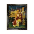 Olie op Spin Tafel Wol Achttiende Eeuw 30x40 cm Met Lijst Made in Italy