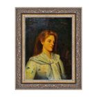 Olie op Tafel Portret Vrouw Romantisch 30x40 cm Met Lijst Made in Italy