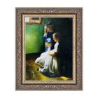 Quadro Olio op Tafel Meisje Kamer Licht Achttiende Eeuw 30x40 cm Made in Italy