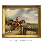 Hand-Painted Oil on Canvas Frame 50x60 cm Fence Jump Made in Italy