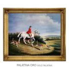 Hand-Painted Oil on Canvas Frame 50x60 cm Gray Horse and Dogs Made in Italy