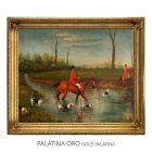 Handgeschilderd Olieverfschilderij op Doek 50x60 cm Oversteek van de Rivier Made in Italy