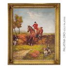 Hand-Painted Oil on Canvas Frame 50x60 cm Hunting with Hounds Made in Italy