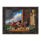 Hand-Painted Oil Painting on Canvas Frame 70x50 cm Hunting Gathering Made in Italy