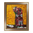 Hand-Painted Frame 50x60 cm Tribute The Kiss Klimt B1 Made in Italy