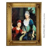 Hand-Painted Oil on Canvas Frame 40x30 cm Lady and Child Made in Italy