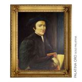 Hand-Painted Oil on Canvas Frame 40x50 cm Man with Book Made in Italy