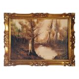 Handgemaltes Ölbild auf Leinwand 50x70 cm Waldlandschaft Hergestellt in Italien