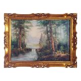 Olie op Doek Handgeschilderd 50x70 cm Landschap met Waterval Made in Italy