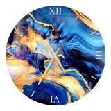 Blue, Purple and Gold Marble Resin Wall Clock ORL 038 Made in Italy