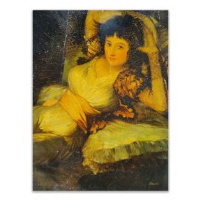 Handgeschilderd Olie op Paneel 30x40 Hommage aan Goya Maja Vestida Made in Italy