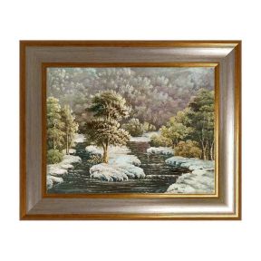 Olie op Ambachtelijk Bord 30x40 cm Winterrivier Made in Italy