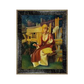 Olie op Spin Tafel Wol Achttiende Eeuw 30x40 cm Met Lijst Made in Italy