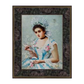 Quadro Olio op Tafel Dama met Letter Ottocento 30x40 cm Made in Italy