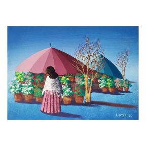 Ölgemälde 70x50 cm A. Tartari Blumenmarkt Leinwand Made in Italy