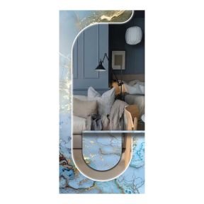 Moderne Konsole 3 mit ovalem Spiegel mit LED-Licht Made in Italy