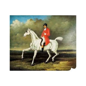 Handgeschilderd Olie op Doek 50x60 cm Ridder op Witte Paard Made in Italy