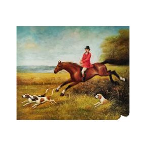 Handgeschilderd Olie op Doek 50x60 cm Sprong Hindernis Jacht Made in Italy
