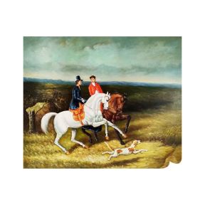 Handgeschilderd Olie op Doek 50x60 cm Amazone en Ruiter Made in Italy