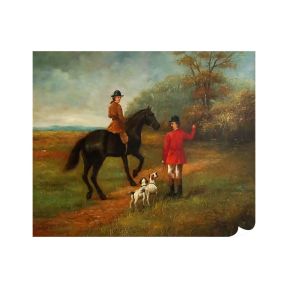 Olie op Doek Handgeschilderd 50x60 cm Ontmoeting te Paard Made in Italy
