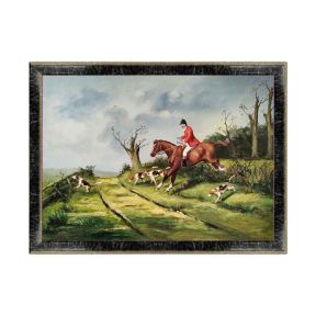Hand-Painted Oil Painting on Canvas Frame 70x50 cm Jump Fence Made in Italy