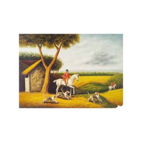 Hand-Painted Oil on Canvas 70x50 cm Knight Red Jacket Made in Italy