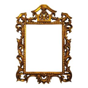 Handcrafted Wooden Pagoda Frame 50x67cm Gold Leaf Baroque Made in Italy