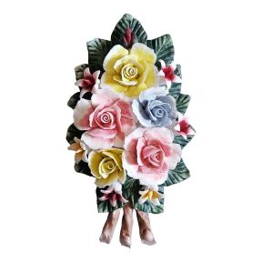 Bouquet in Porcelain Hand Painted 15x25 cm Capodimonte Style Made in Italy