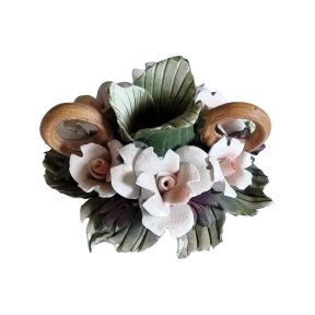 Hand-Painted Porcelain Candle Holder 10x10 cm Capodimonte Made in Italy