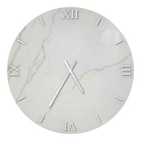 Gray Marble and Silver Resin Wall Clock ORL 012 Made in Italy