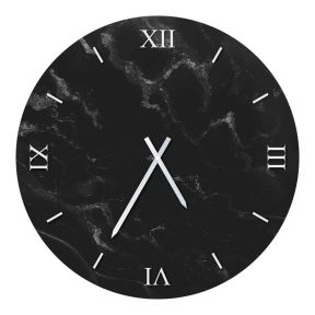 Wall Clock in Black Marble Resin and Silver ORL 017 Made in Italy