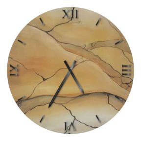 Wall Clock in Resin Marble Dove Gray and Beige ORL 019 Made in Italy
