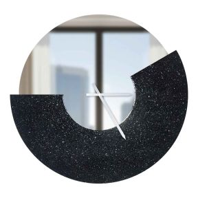Handcrafted Clock 60x57 cm Delight Black Mirror Made in Italy
