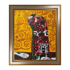 Hand-Painted Frame 50x60 cm Tribute The Kiss Klimt B1 Made in Italy