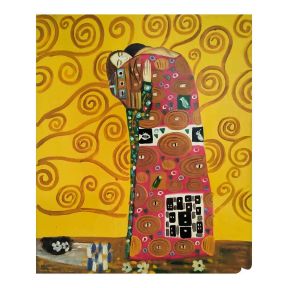 Hand-Painted 50x60 cm Tribute The Kiss Klimt D6 Made in Italy