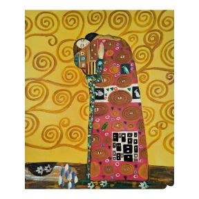 Hand-Painted 50x60 cm Tribute The Kiss Klimt D8 Made in Italy