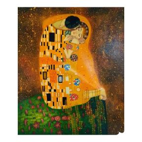 Hand Painted 50x60 cm Tribute The Kiss Klimt D16 Made in Italy