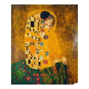 Hand-Painted 50x60 cm Tribute The Kiss Klimt D19 Made in Italy